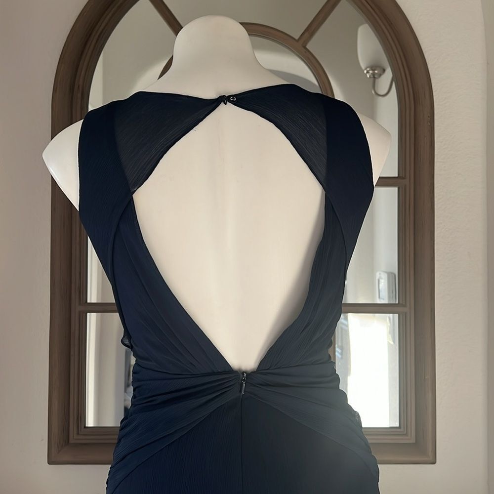 Badgley Mischka Navy Petunia Gown, Maxi, Excellent, Size 2 - Picture 11 of 16